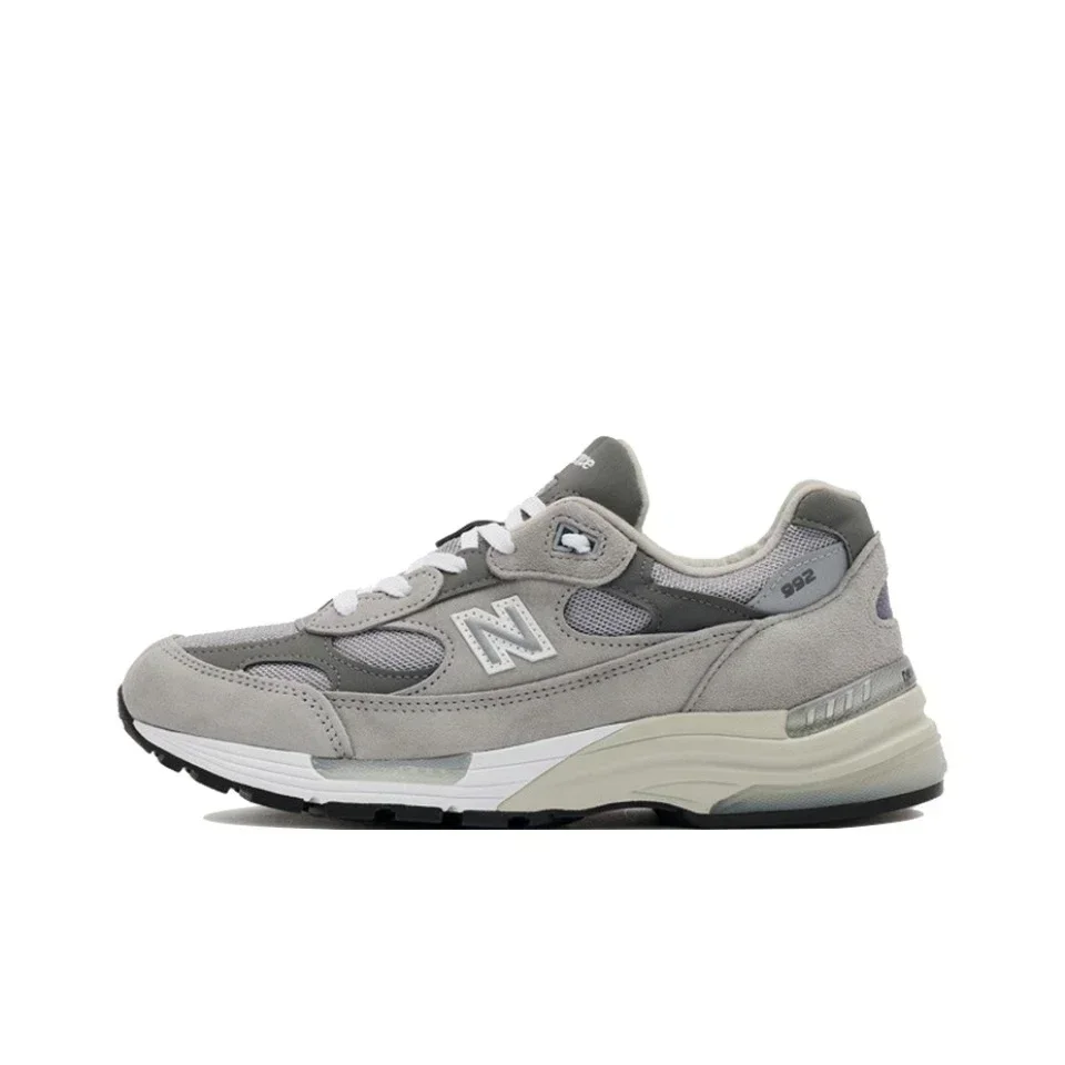 Фото New Balance NB NB992 Классические винтажные сетчатые кожаные повседневные мужские и женские кроссовки Белый Серый №2