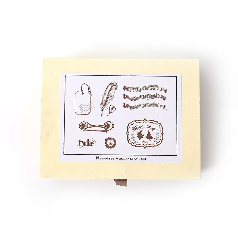 1BoxVintage Planner Wooden Rubber Stamp School Stationery Diary Scrapbooking Standard Feather English Building DIY Handbook Seal | Дом и сад