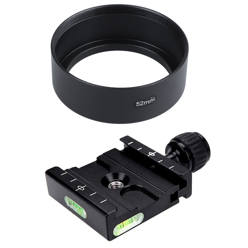 

Botique-1 Pcs Sunshade Metal 52Mm For Canon Nikon Lens 52Mm & 1 Set Aluminium 50Mm Quick Release Plate QR Clamp Fits Arca-Swiss