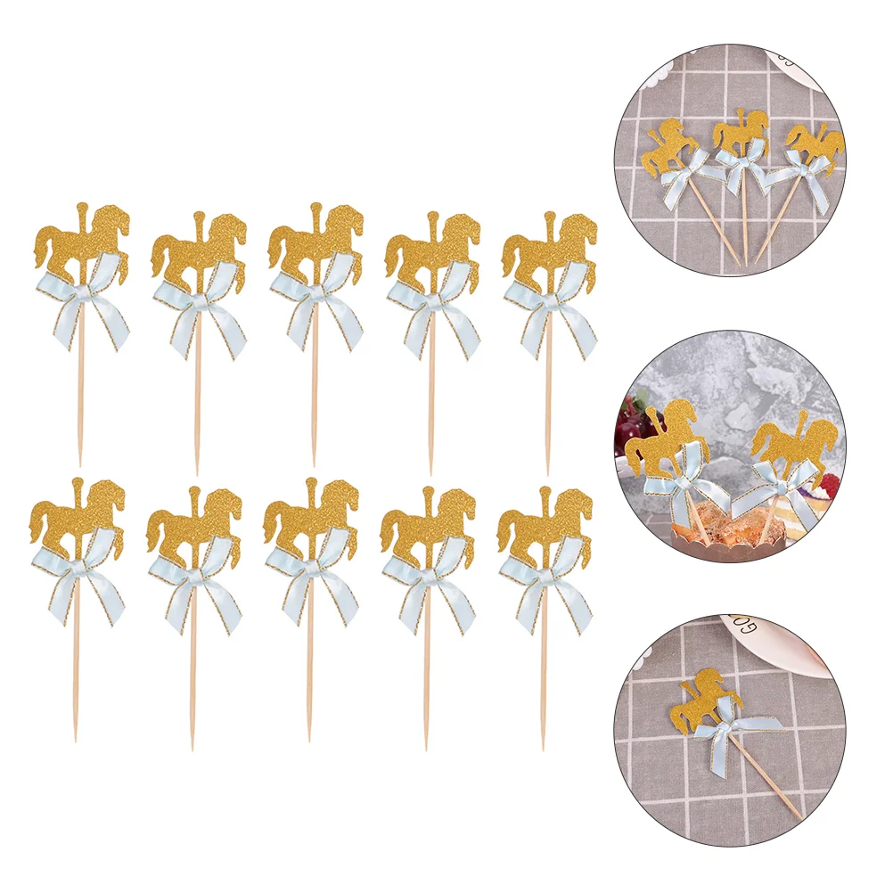 

Picks Baby Cupcake Party Shower Wedding Birthday Dessert Kids Horse Toppers Decoration Decor Appetizer Carousel Ornament