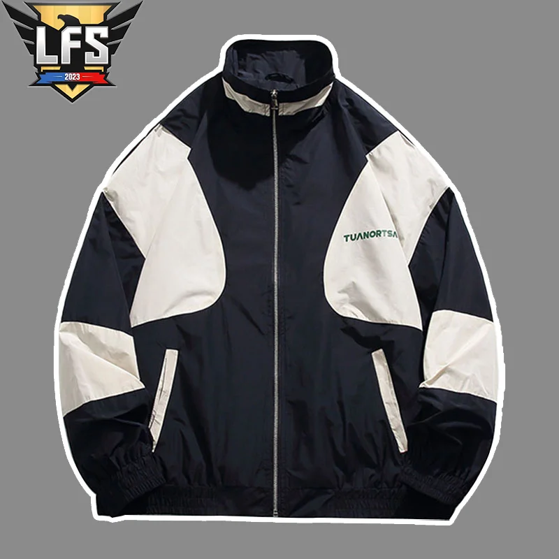 

Streetwear Thin Varsity Jacket Hip Hop College Jackets Men Women Harajuku Patchwork Color Block Windbreaker Coats Spring Autumn