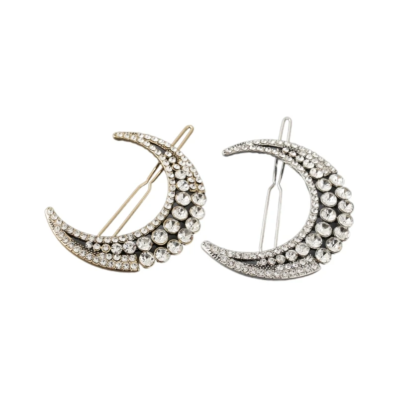 Металлическая заколка для волос в форме луны со стразами на день рождения летние