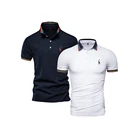 Мужская однотонная приталенная рубашка-поло, Повседневная деловая рубашка-поло с вышивкой оленя, жираф, 2 шт.Лот, 2021