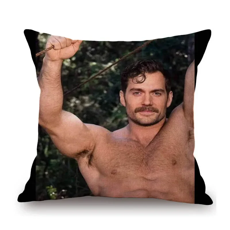 Привлекательный Чехол Для Подушки Из Хлопка И Льна С Мышцами Генри Кавилла