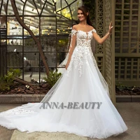 anna elegant wedding dresses cap sleeve flower appliques court train a line vestidos de novia customised