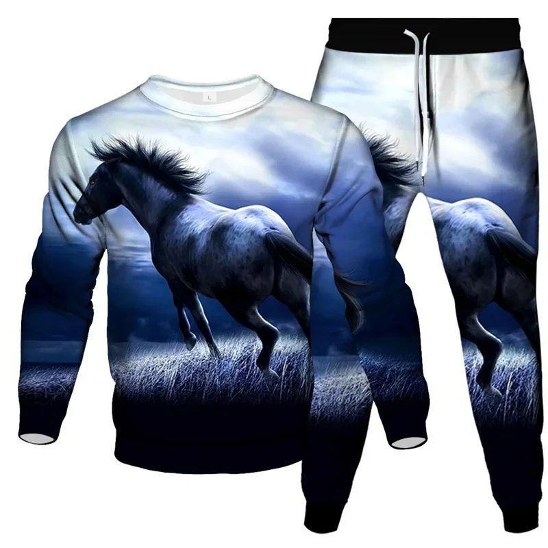 Костюм спортивный мужской из 2 предметов свитшот с принтом единорога лошади