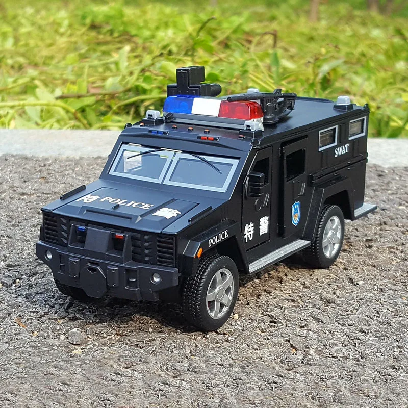Модель автомобиля 1:32 из сплава, литая модель внедорожника Swat Cop, металлическая Игрушечная модель автомобиля со светильник, игрушка-подарок для детей