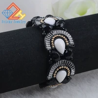 trendy bracelet 22 mm charms jewelry alloy electrophoresis black plated metal elastic bracelet free shipping