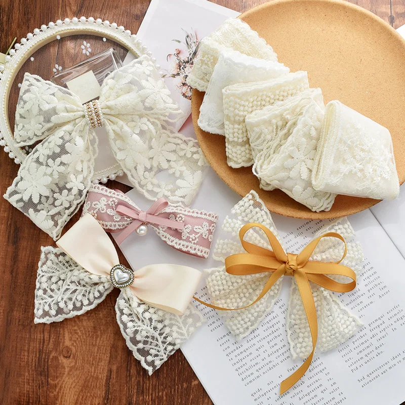

1 Yardivory Lace Ribbon With Border Lace Edge Fabric Diy Embroidery Craft Clothing Wedding Sewing Decoration