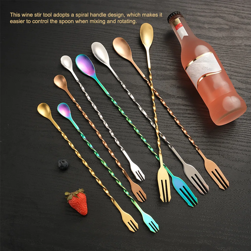 

Pack of 4 Stirrers Spoon Barware Stainless Steel Spiral Pattern Twisted Long Handle Presents Mixing for Milk Tea Wine