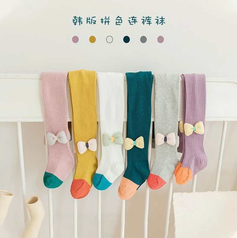 

RiniLucia 2022 New Autumn Girls Pantyhose Soft Cotton Breathable Bow Tie Tights Stockings Princess Babys Kids Leggings