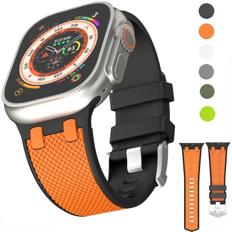Силиконовый ремешок для Apple Watch Band Ultra 2 49 мм Series 9 8 7 45 спортивный браслет iWatch 6 5 4 SE 44