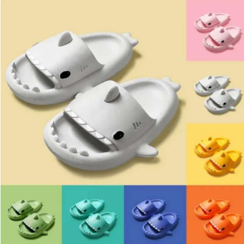 

Fashion Cartoon Shark Shape Soft Sole Slippers Unsiex Platform Bathroom Cloud Sandal Non-slip Flip Flops Women Men Indoor Slides