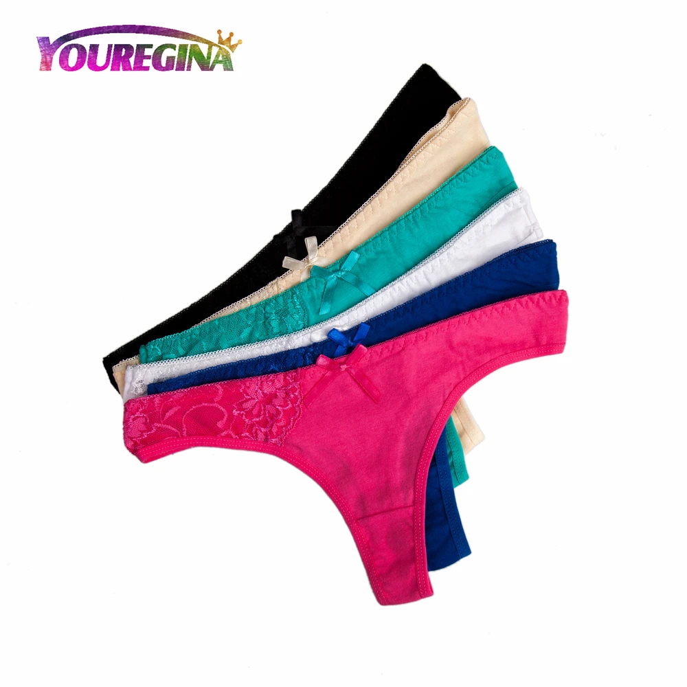 

YOUREGINA Women's Sexy G-strings Thongs Women Underwear Cotton Panties Ladies Lingerie Tangas for Women 6 pcs/lot