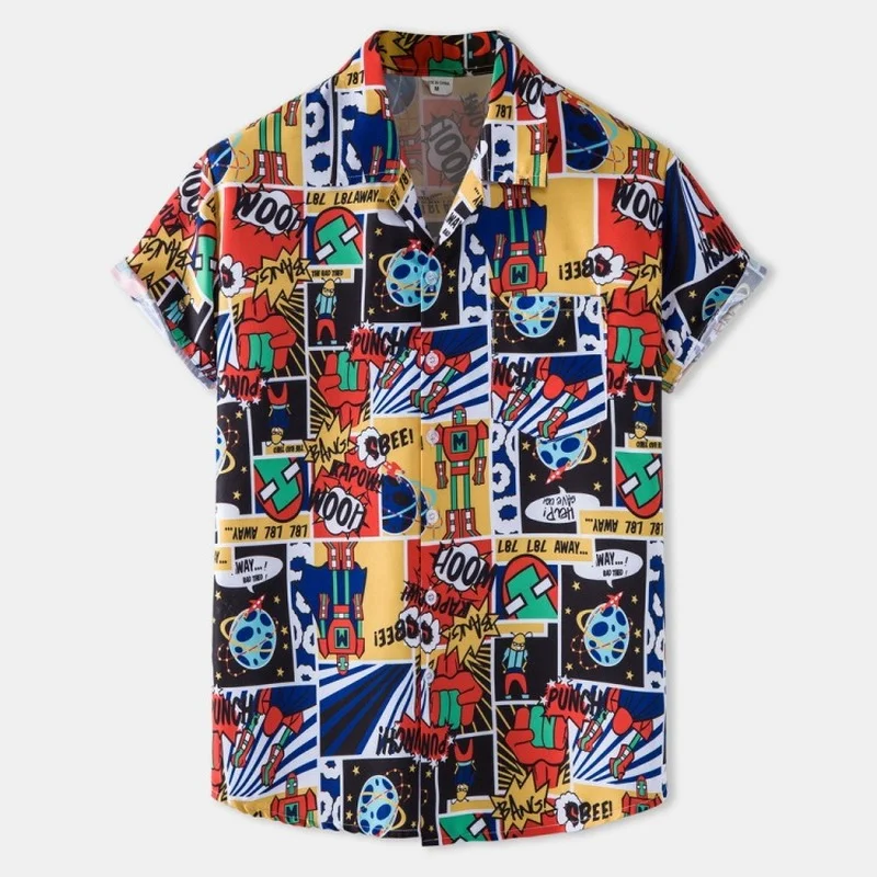 Color Beach Hawaiian 2022 Summer Shirt Men's Short-sleeved Floral Shirt Tee Streetwear Shirts for Men Chemise Free Shipping
