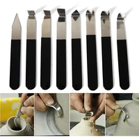 8pcs multi purpose stainless steel pottery wax clay sculpture carving fettling trimming tool set with soft rubber handle