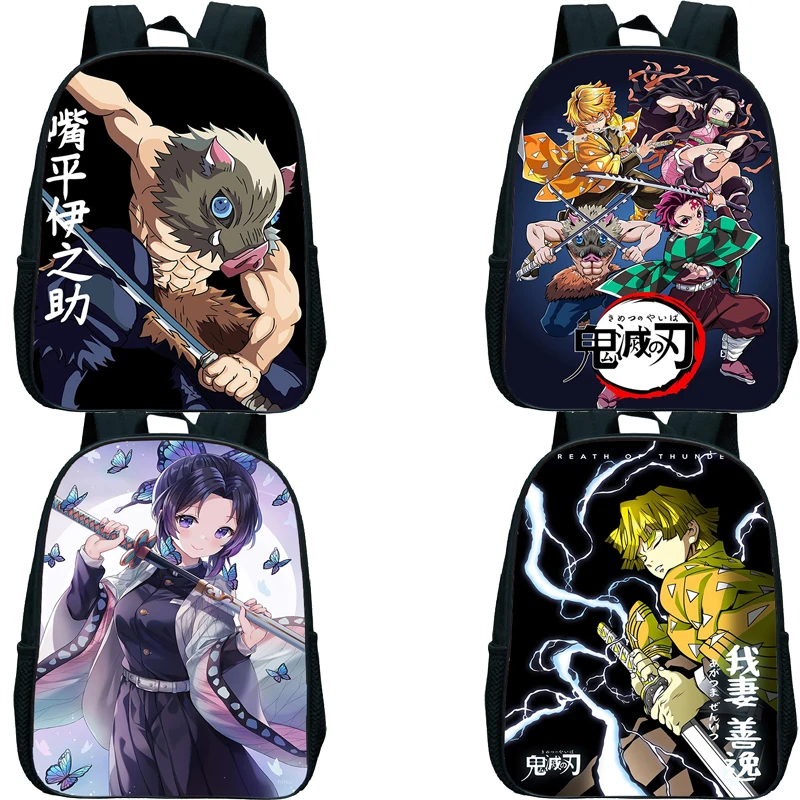 

Demon Slayer Inosuk Zenitsu Backpacks Kindergarten Bag Anime Rucksack Boy Girl Small School Bags Kids Kimetsu No Yaiba Backpack