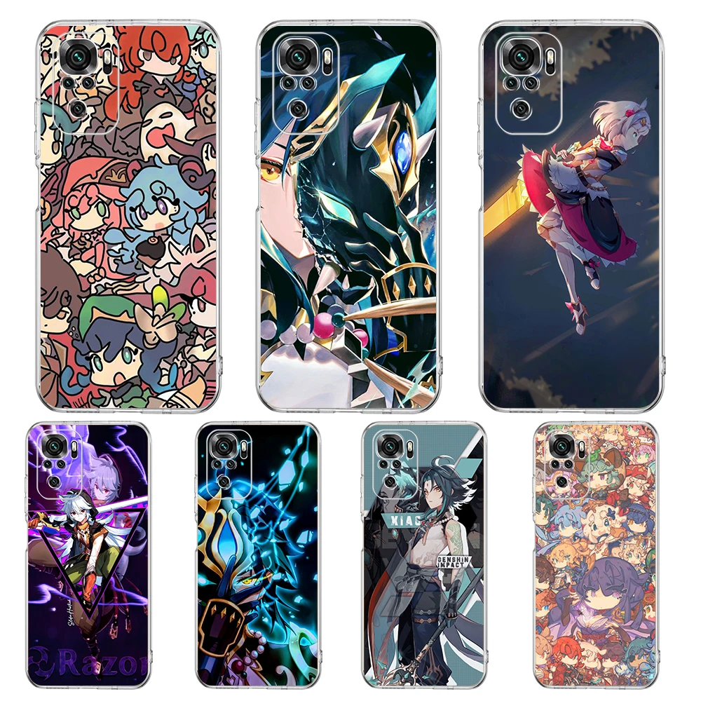 

Genshin Impact Anime Transparent Phone Case for Redmi 10c Note 11 11T 8A 9A 9C 8 9 10 K40 Plus 12 Pro 4G Soft Cover Shell Capas