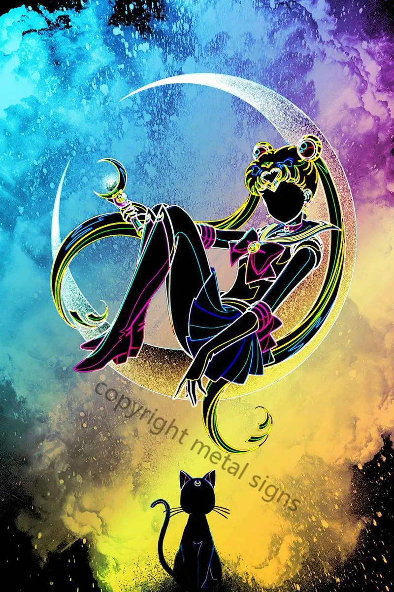 

Жестяные таблички с душой Луны, жестяные таблички, украшение для комнаты, Ретро винтажный неоновый знак для мужчин, пещера, кафе, паба, дома, ...