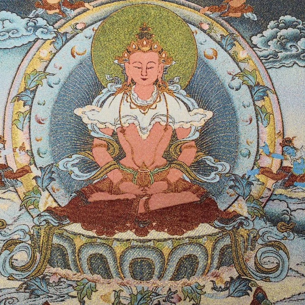 Thangka-вышивка из дерева тибетский 35 pulgadas brocado Непал Ksitigarbha duelo Wish King Kong Thangkas 1 vendid -