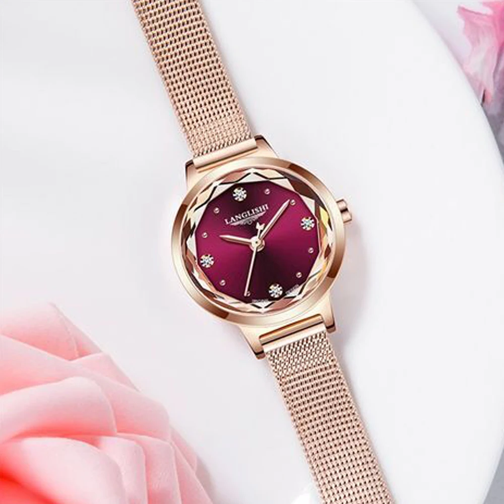 LANGLISHI Simple Women Watches Fashion Top Luxury Rose Gold Quartz Wrist Watch Ladies Waterproof Clock Girl Relogio Feminino enlarge