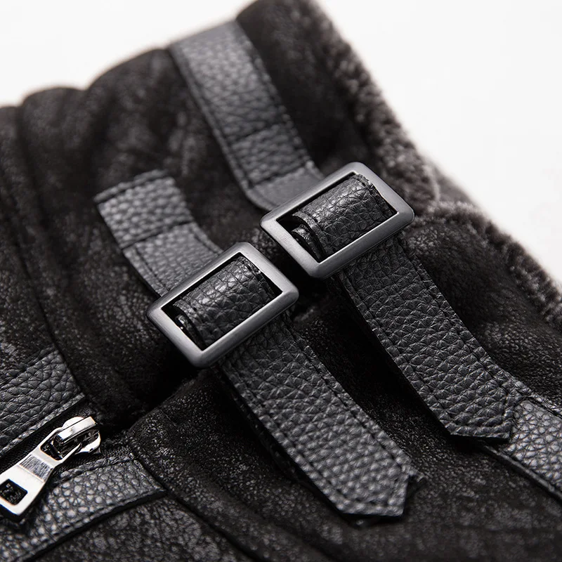 men's casual suede fur integrated motorcycle leather jacket large size  leather jacketmen  leather jacket