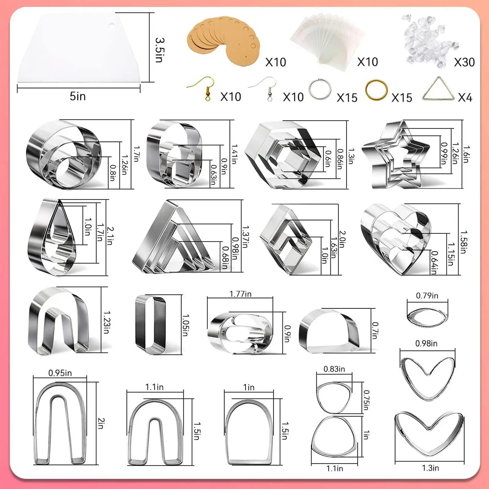 

141 Pieces Polymer Clay Earring Cutters Earring Dangle Drop Pattern for Jewelry Making