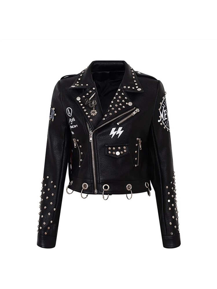 New Women Moto and Biker Leather Coat Spring Autumn 2022 Fashion Personality Rivet Tassels Harley Motorcycle Leather Jacket