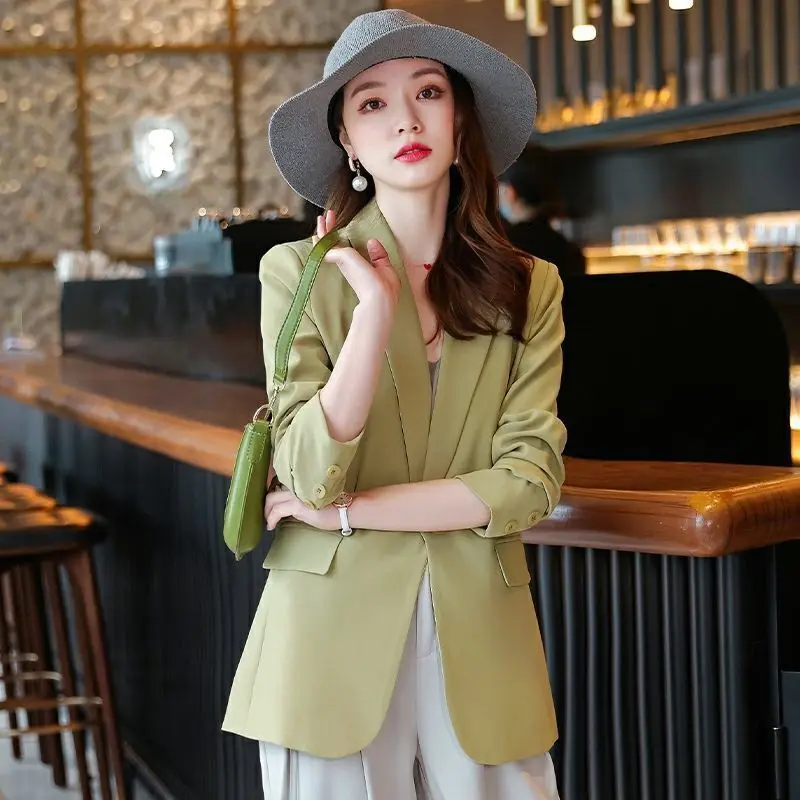 Осенний однотонный элегантный Блейзер Женская куртка в английском стиле