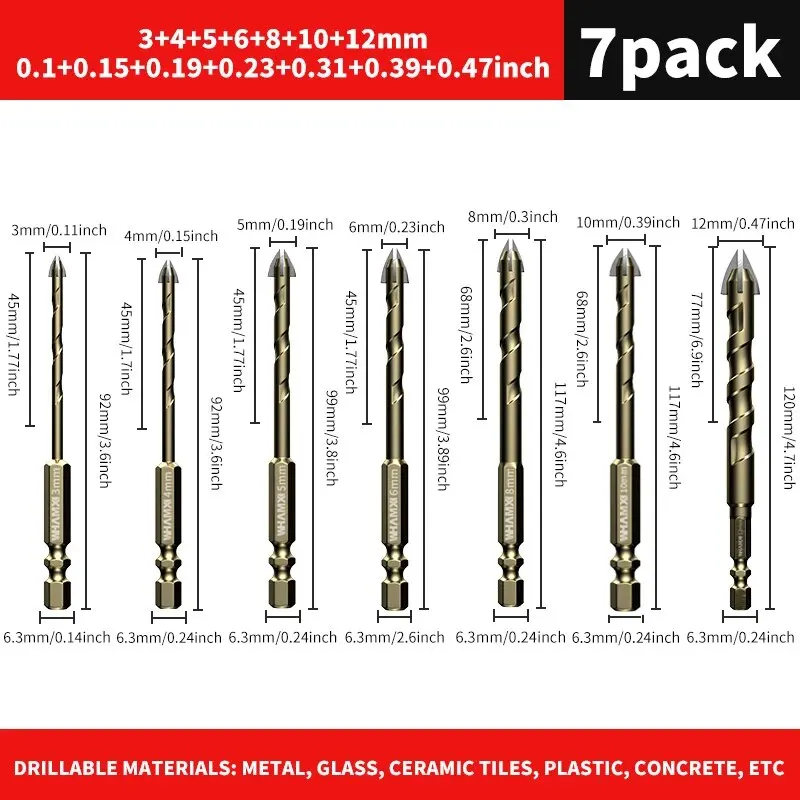 

Сверла-сверлоколотки 3-12 мм Cross Hex для плитки, стекла, бетона