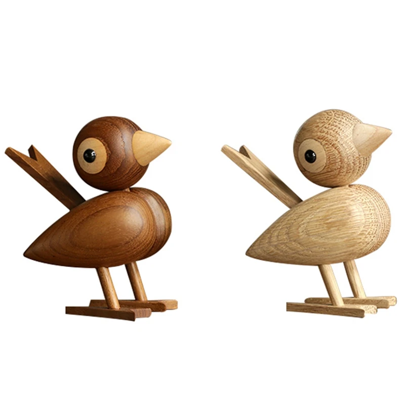 

Animal Statues Home Decor Wood Sparrow Bird Puppet Wooden Study Office