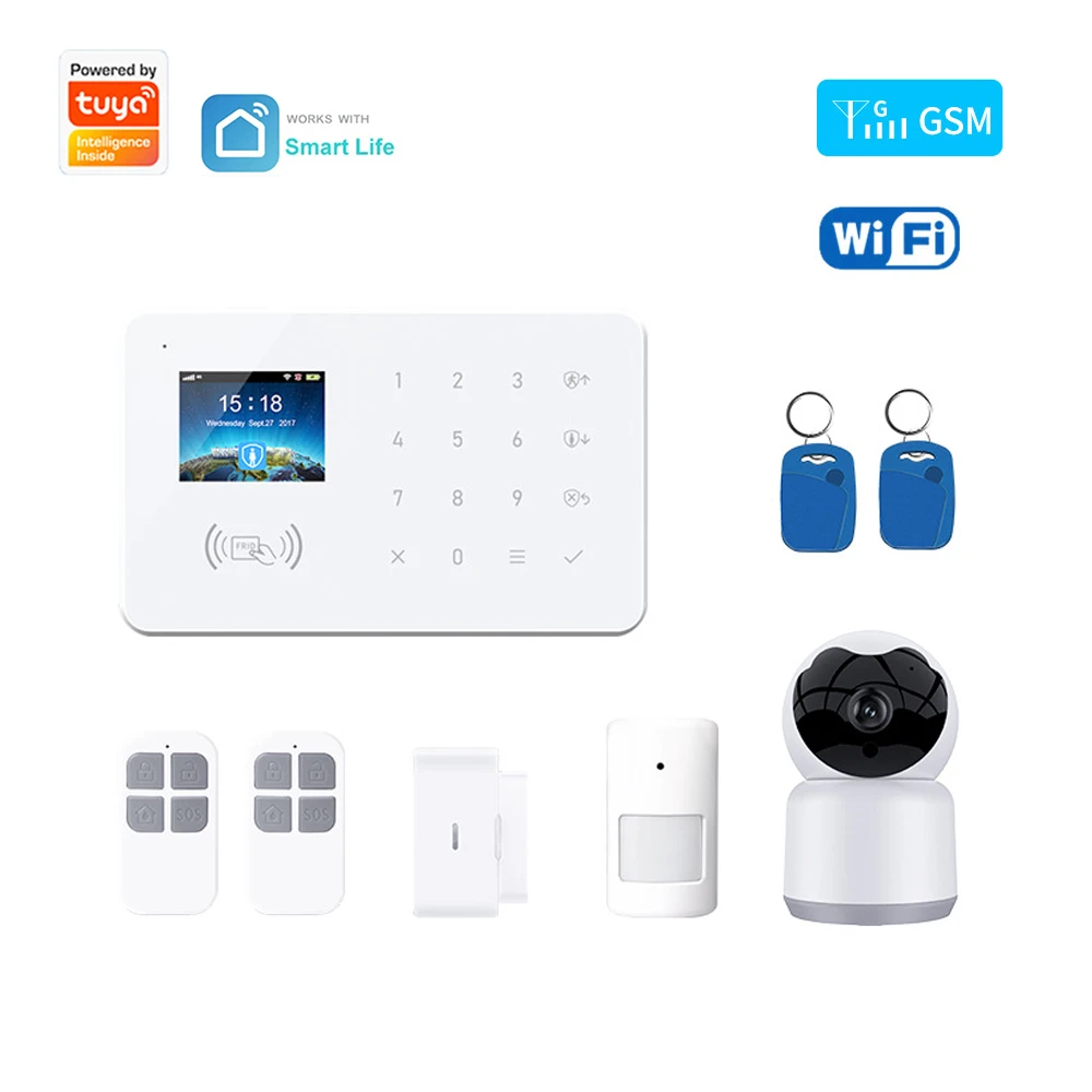 

Умная Система сигнализации Tuya для умного дома G20 GSM/Wi-Fi комплект беспроводной ДВОЙНОЙ сетевой камеры видеонаблюдения