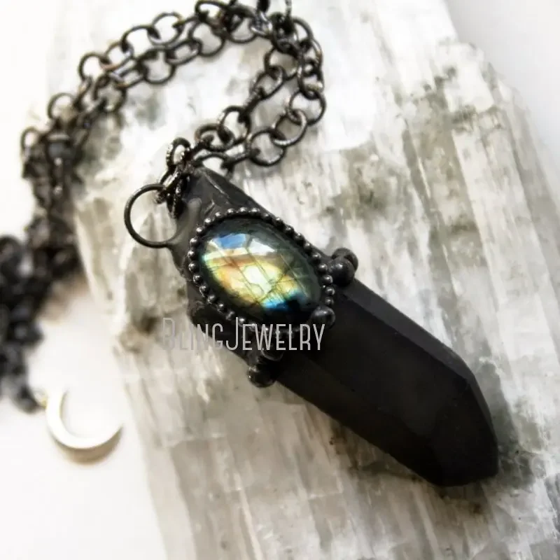 10 шт. ожерелье из дымчатого кварца Лабрадорита талисман Викка ведьма эмо