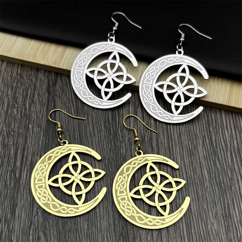 Женские Серьги-гвоздики Из Нержавеющей Стали С Кельтским Узлом Дизайн Луны И