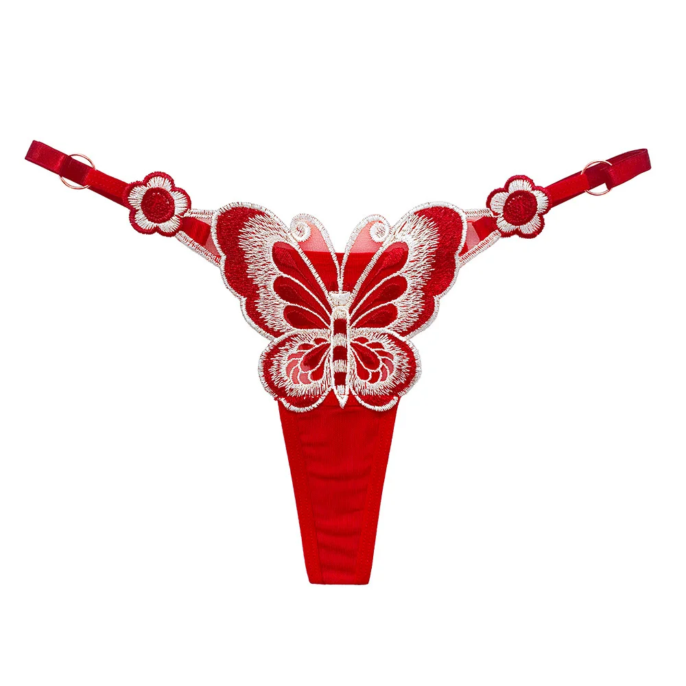 

Sexy Lingerie Female Porn Adjustable G String Butterfly Embroidered Women Thong Eroctic Underwear Tease Seductive Ladies Panties