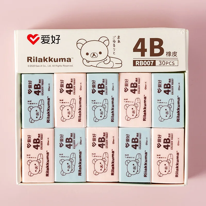 

6 pcs/lot Cute Cartoon Rilakkuma 4B Rubber Eraser Japanese Eraser Kawaii Stationery for School Girls Boys Prizes for Kids