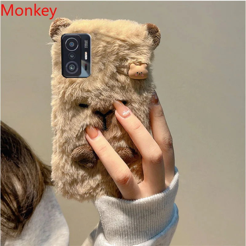 Милый мягкий чехол Ins в Корейском стиле с 3D капибарой для Xiaomi 13T 12T 11T 10T 14 13 12 11 Redmi A2