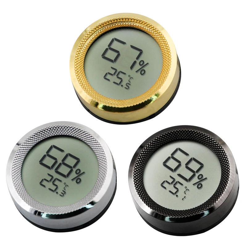 

Cigar Humidor Hygrometer Gauge Thermometer Mini Digital LCD Display Convenient Temperature Sensor Round Humidity Meter