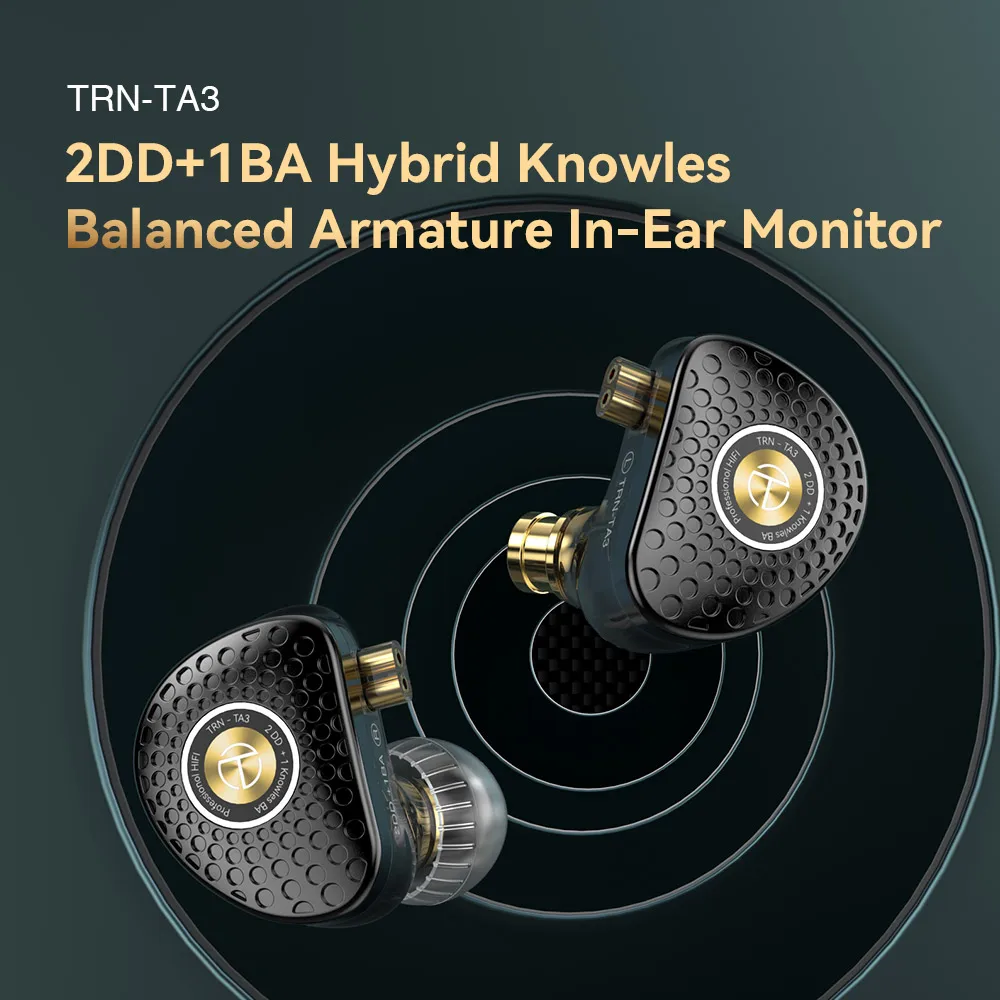 TRN TA3 Hi-FI 1BA 2DD Наушники-вкладыши Knowles Гибридные динамические HIFI-металлические