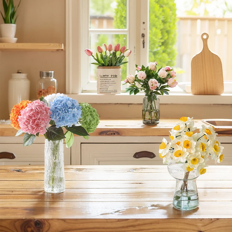 14 шт. набор искусственных цветов букет гортензии искусственный тюльпан пион