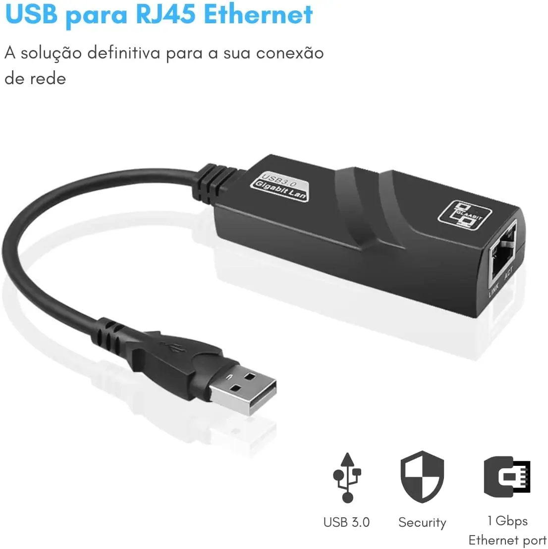 

New Adaptador de Rede Conversor USB 3.0 para RJ45 10/100/1000 Gigabit Ethernet 1000mpbs