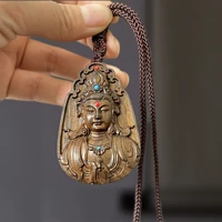agarwood guanyin bodhisattva pendant mens and womens necklace sweater chain play decompression pendant car safety lanyard
