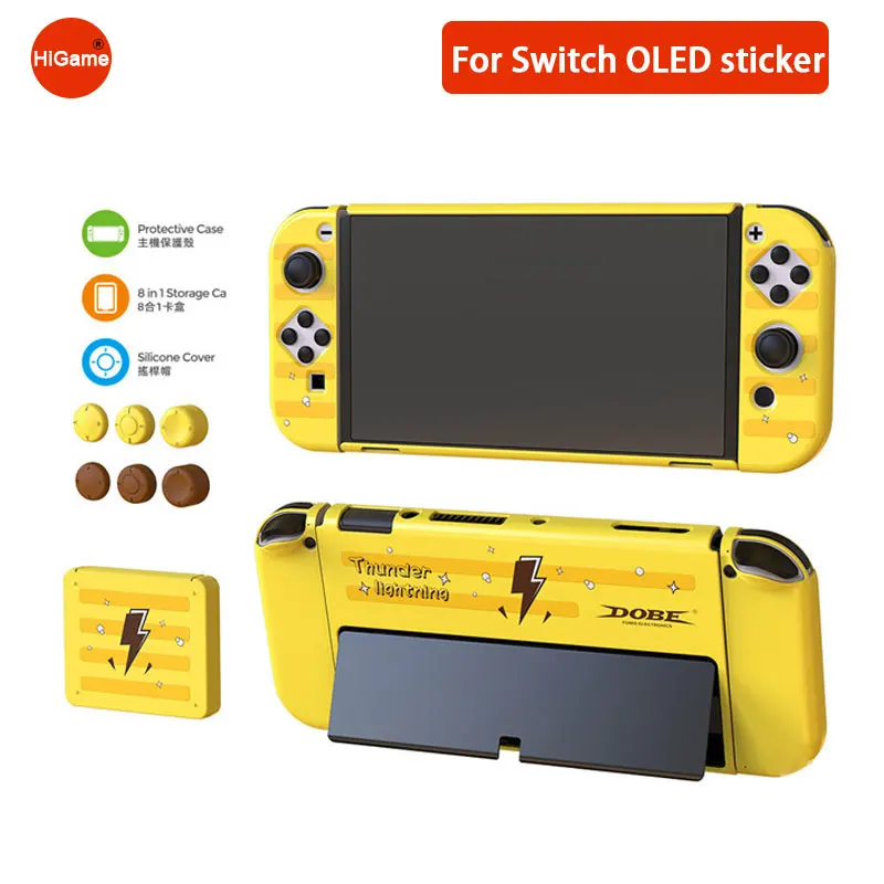 

DOBE для телефона, защитная крышка 8 в 1, комплект клавишных колпачков с рисунком электрошока для Nintendo Switch OLED, милая наклейка