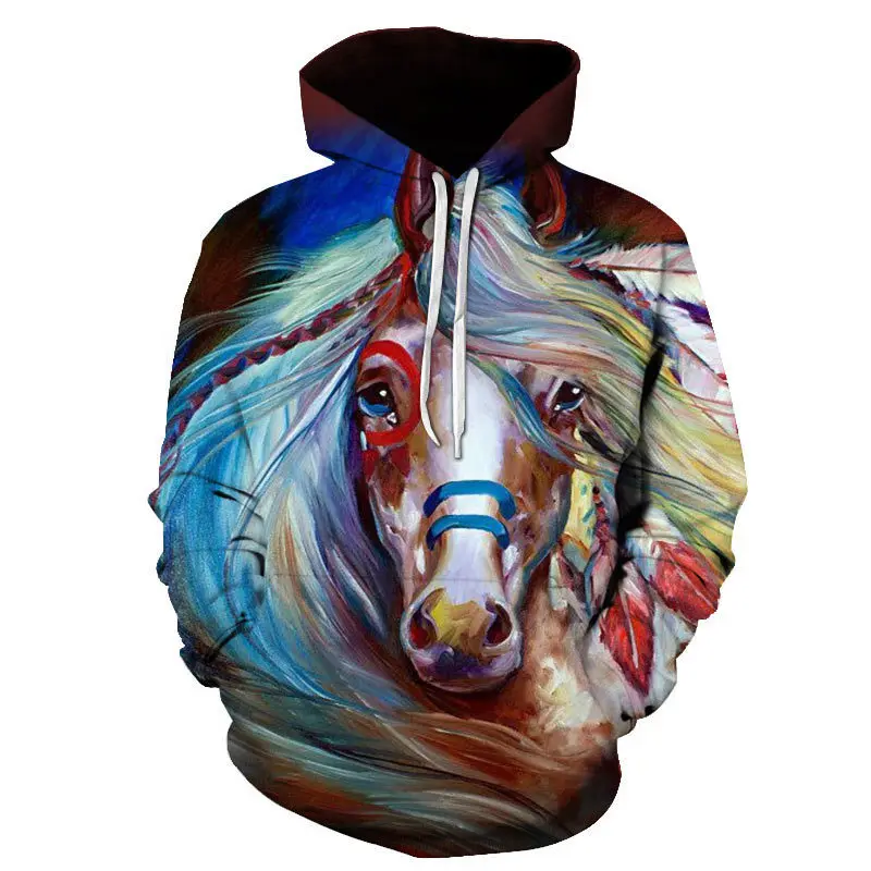 2023Spring and Autumn Hot Selling Animal Horse 3D Print Hoodie Trend New men's and women's Casual Hoodie