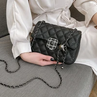 rhombic lattice quilted leather crossbody shoulder bag messenger bag women