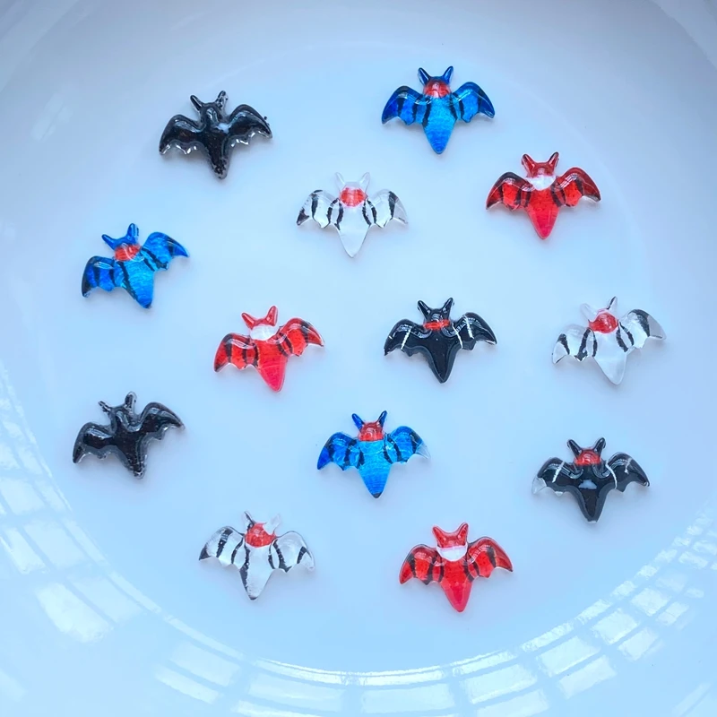 

50Pcs New Cute Mini 8*10mm Halloween Bat Resin Figurine Crafts Flatback Cabochon Ornament Jewelry Making Hairwear Accessories