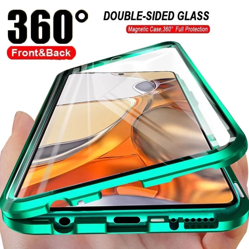 Metal Magnetic Case For Samsung Galaxy S22 S21 S20 FE Plus Funda A52 A32 A22 A12 A71 A51 A31 A21S A50 Double Sided Glass Coque