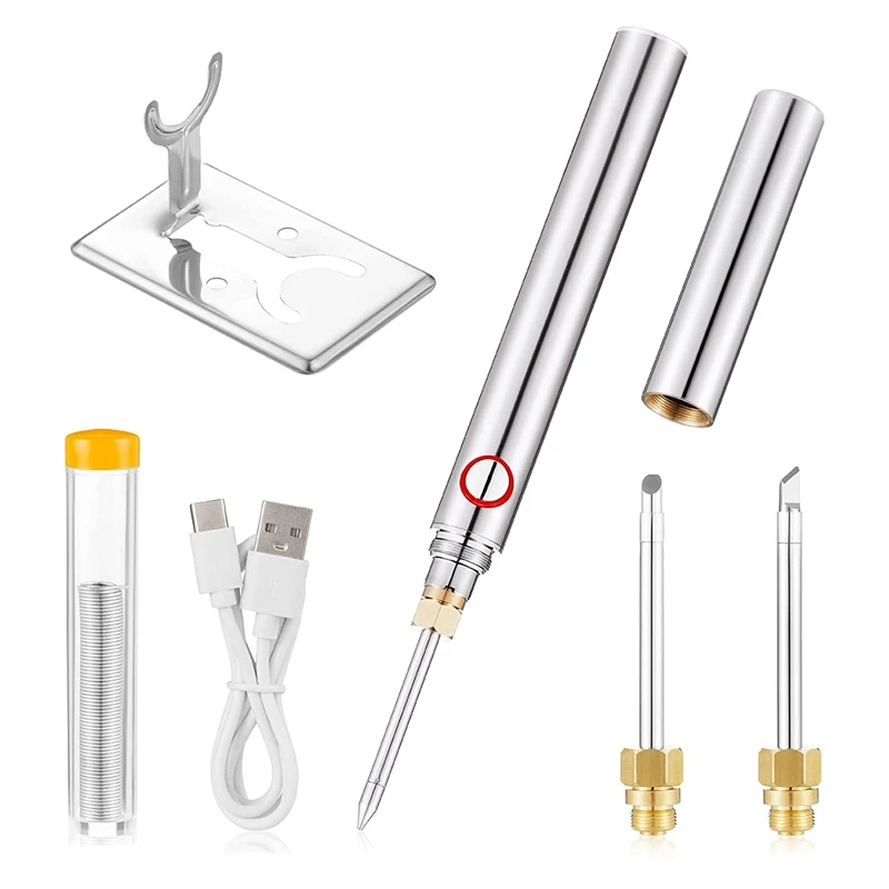 

Accessories Cordless Soldering Iron Kit With 3 Tips, 4-Gears USB Portable Soldering Iron Kit Adjustment Soldering Iron Tool Kit