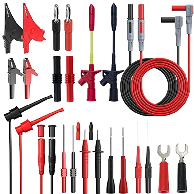 

24 Pcs Multimeter Test Leads Set With Alligator Clips, Insulation Piercing Test Clip And Test Probes 1000V 10A CAT III