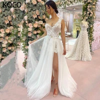 macdugal wedding dress 2022 sexy one shoulder a line tulle appliques vestido de novia civil with split for women custom made